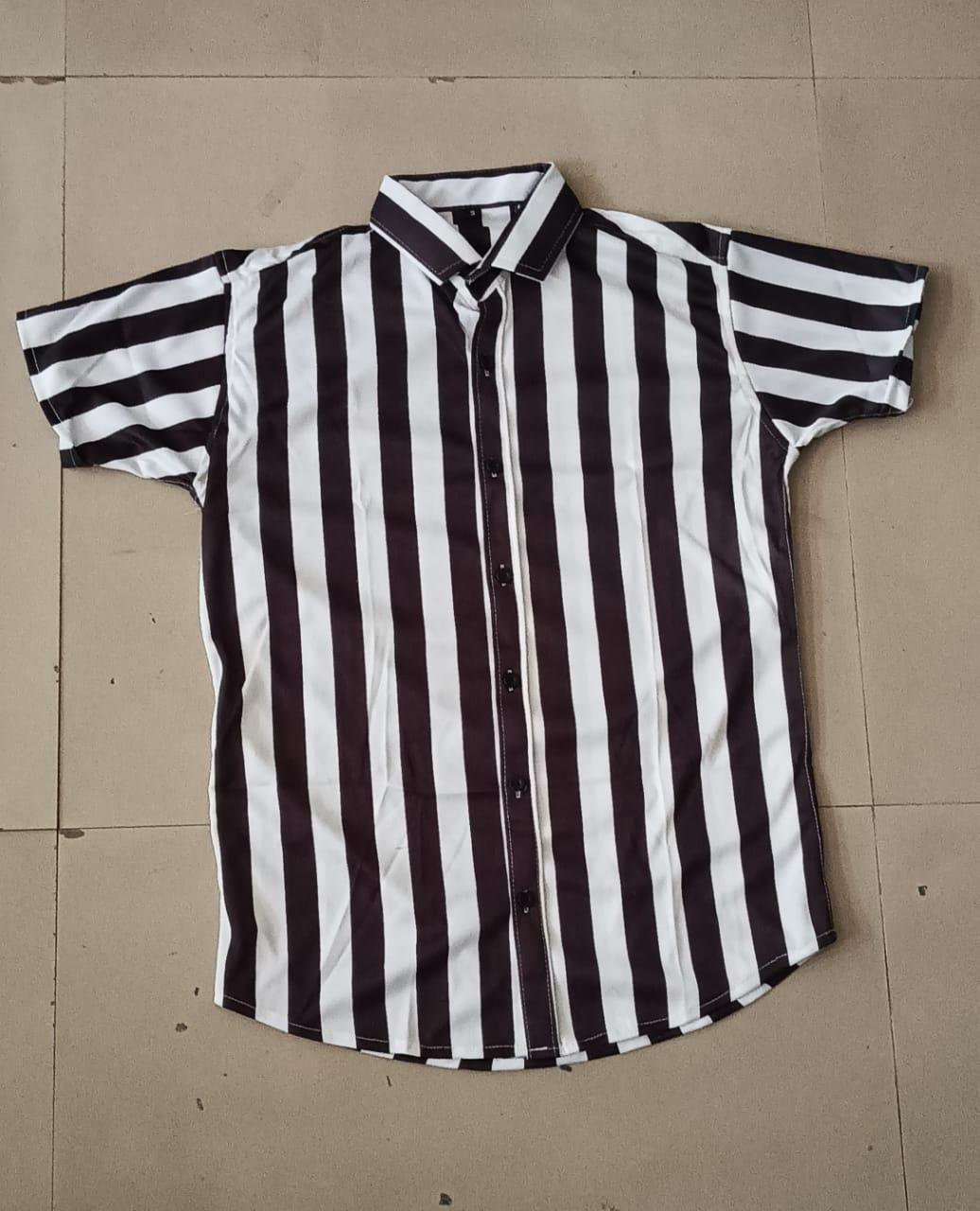 Lycra Black & White Stripes Men's Shirt