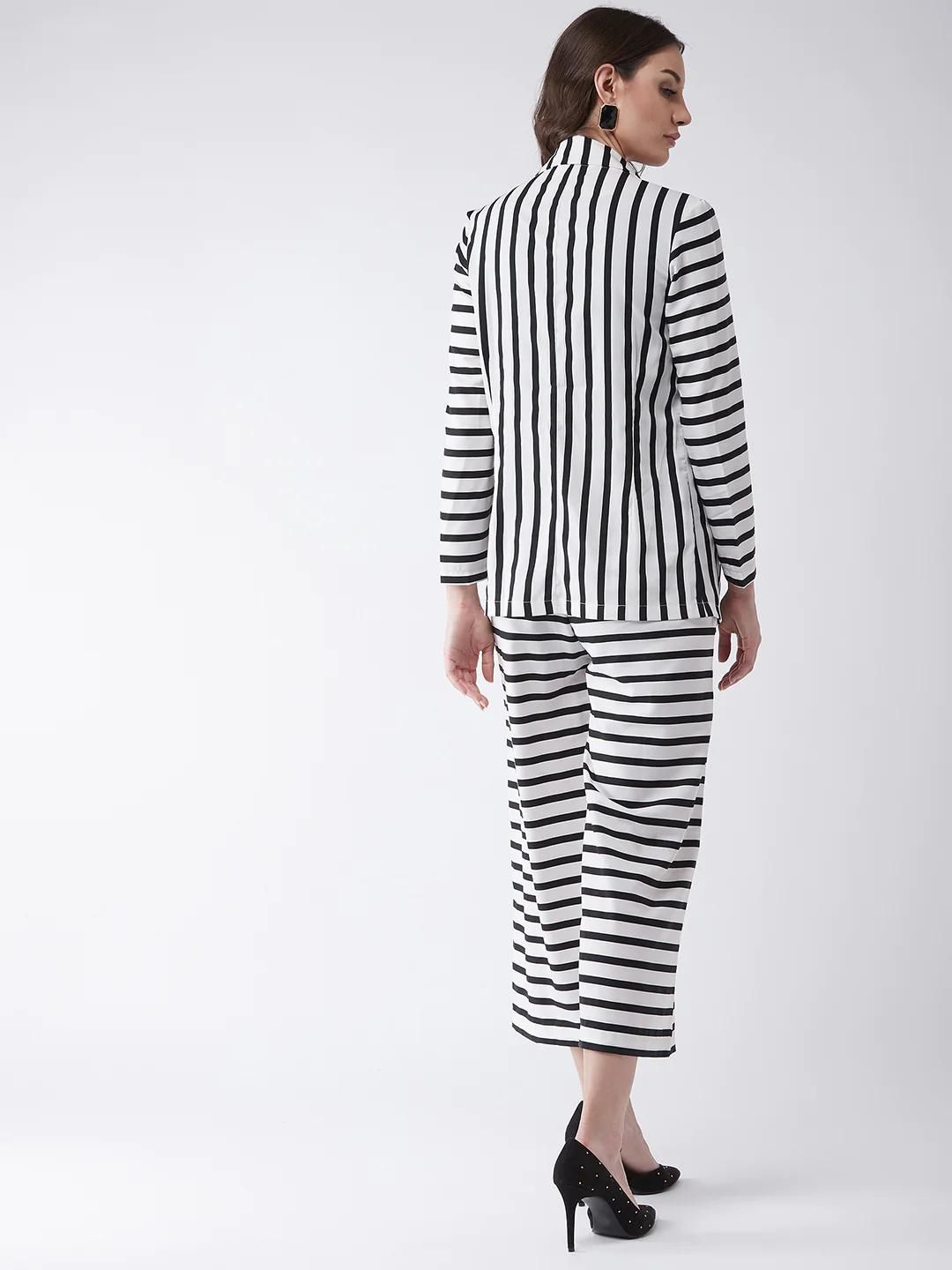 Black & White Stripes Premium Jumpsuit With Blazer